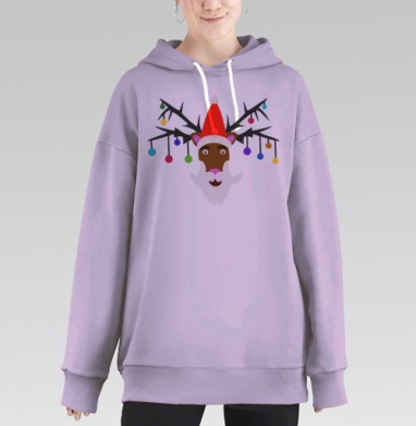 Праздничный олень, Hoodie Long Oversize Fiolet