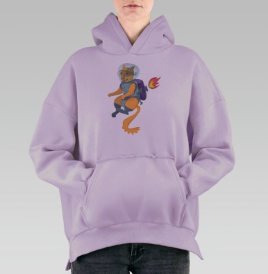 Приключения космического героя с реактивным ранцем, Hoodie Oversize Fiolet, утепленная