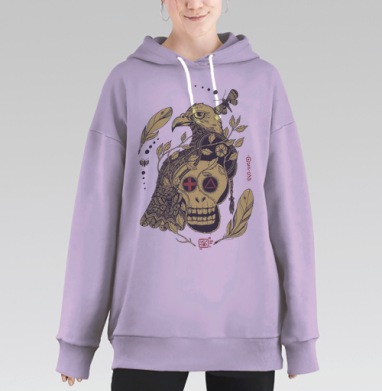 Птица бессмертия желтая, Hoodie Long Oversize Fiolet