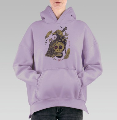 Птица бессмертия желтая, Hoodie Oversize Fiolet, утепленная
