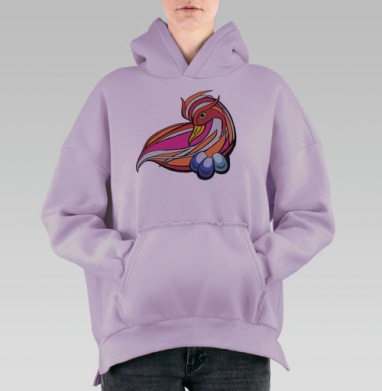 Птица Счастья, Hoodie Oversize Fiolet, утепленная