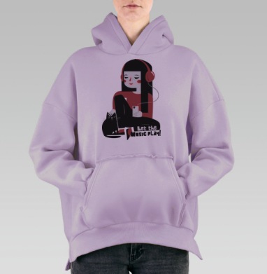 Пусть музыка играет, Hoodie Oversize Fiolet, утепленная
