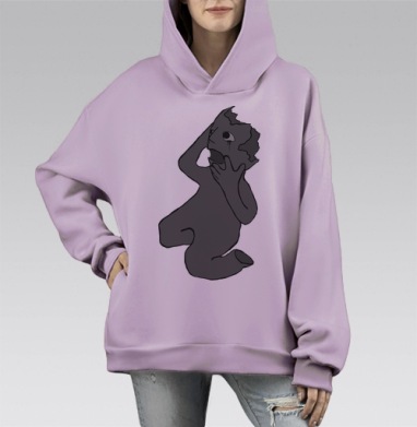 Пустая голова, Hoodie Mono Fiolet, оверсайз, утепленная