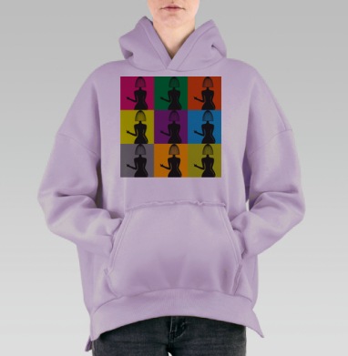 Разноцветный, Hoodie Oversize Fiolet, утепленная