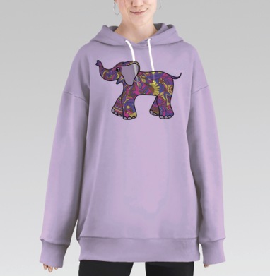 Разноцветный слоник, Hoodie Long Oversize Fiolet