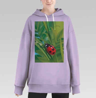 Реалистичная фигурка божьей коровки с каплями росы, Hoodie Long Oversize Fiolet