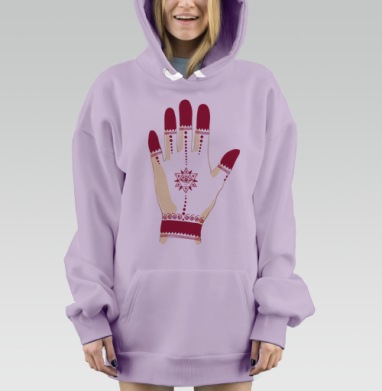 Ритуальный узор с мистическим глазом красного цвета, Hoodie Mjhigh Dig Mel, Fiolet, утепленная