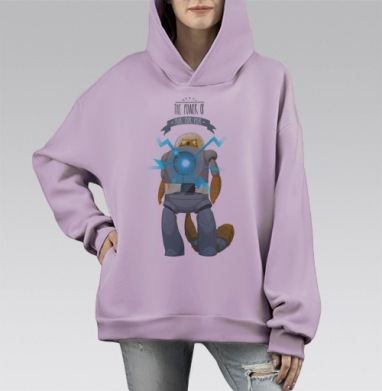 Робокот, Hoodie Mono Fiolet, оверсайз, утепленная