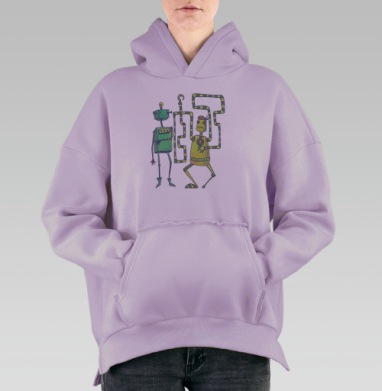 Роботы-пираты, Hoodie Oversize Fiolet, утепленная