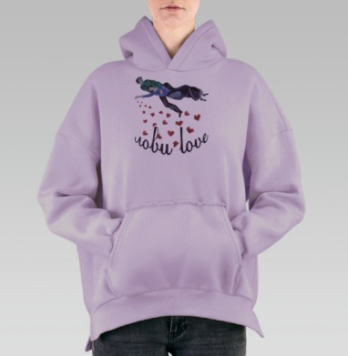 Романтичная картина «Парящие в любви» в винтажном стиле, Hoodie Oversize Fiolet, утепленная