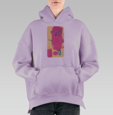 Розовая сова, Hoodie Oversize Fiolet, утепленная