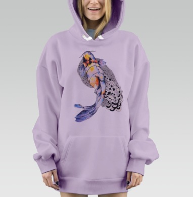 Рыбка кои, Hoodie Mjhigh Dig Mel, Fiolet, утепленная