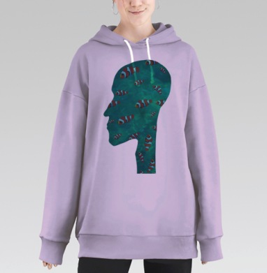 Рыбки в голове, Hoodie Long Oversize Fiolet