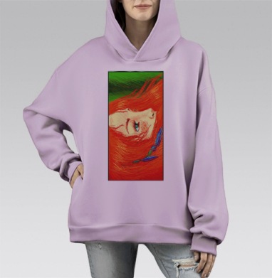 Рыжая, Hoodie Mono Fiolet, оверсайз, утепленная