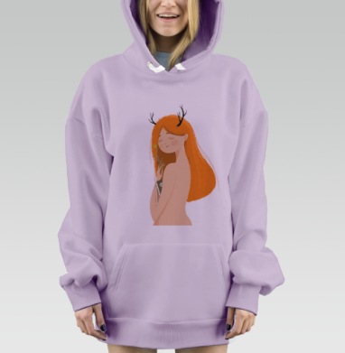 Рыжая рогатая, Hoodie Mjhigh Dig Mel, Fiolet, утепленная