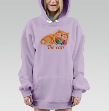 Рыжий спящий кот, Hoodie Mjhigh Dig Mel, Fiolet, утепленная