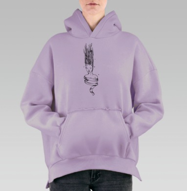 Русалка эх, Hoodie Oversize Fiolet, утепленная
