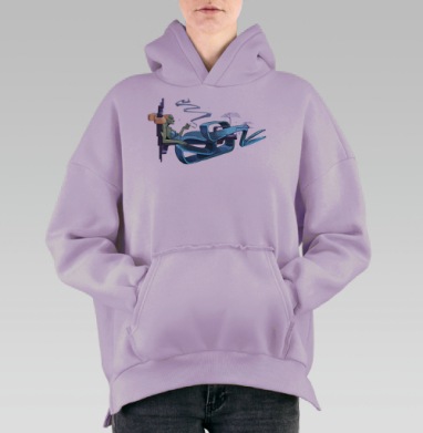 Русалка на ветвях, Hoodie Oversize Fiolet, утепленная
