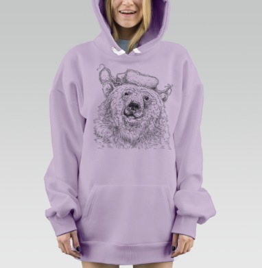Russian bear / Русский медведь, Hoodie Mjhigh Dig Mel, Fiolet, утепленная