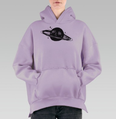 Sad Saturn – Грустный Сатурн в бесконечном холодном темном космосе, Hoodie Oversize Fiolet, утепленная