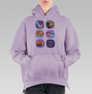Самая лучшая зима, Hoodie Oversize Fiolet, утепленная