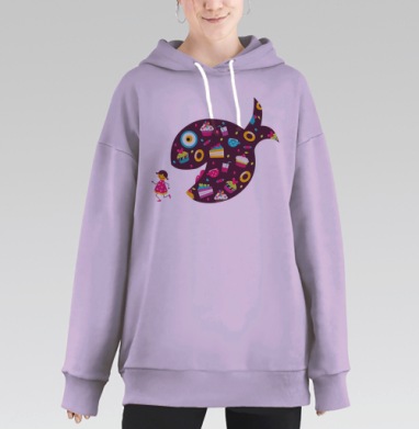 Сахарный кит., Hoodie Long Oversize Fiolet
