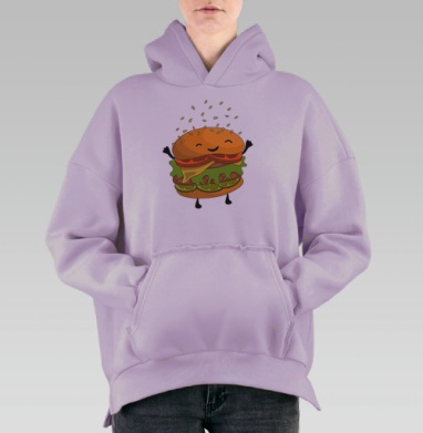 Счастливый бургер, Hoodie Oversize Fiolet, утепленная