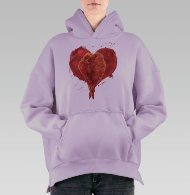 Сердце., Hoodie Oversize Fiolet, утепленная