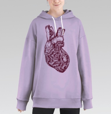 Сердце, Hoodie Long Oversize Fiolet