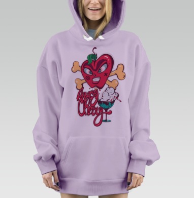 Сердитая вишня с бунтарским характером, Hoodie Mjhigh Dig Mel, Fiolet, утепленная