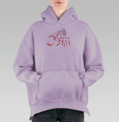 Серия Бой женщина, Hoodie Oversize Fiolet, утепленная