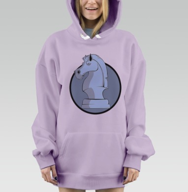 Шахматный конь — символ стратегии и интеллекта, Hoodie Mjhigh Dig Mel, Fiolet, утепленная