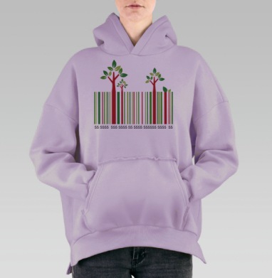 Штрих-код Пятёрочка, Hoodie Oversize Fiolet, утепленная
