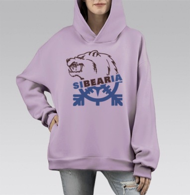 siBEARia / Медвежья Сибирь, Hoodie Mono Fiolet, оверсайз, утепленная