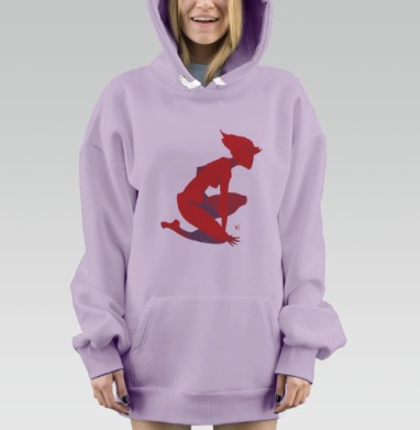 Силуэт, Hoodie Mjhigh Dig Mel, Fiolet, утепленная