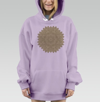 Симметричный калейдоскопический абстрактный орнамент, Hoodie Mjhigh Dig Mel, Fiolet, утепленная