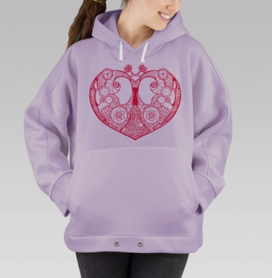 Симметрия любви из винтажных деталей, Hoodie Oversize Fiolet