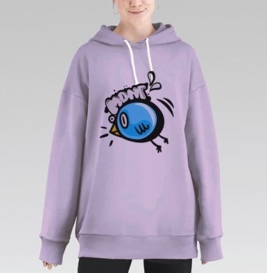 Синяя птичка, Hoodie Long Oversize Fiolet