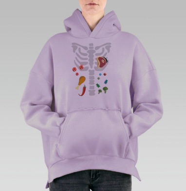 Скелет мясоед, Hoodie Oversize Fiolet, утепленная