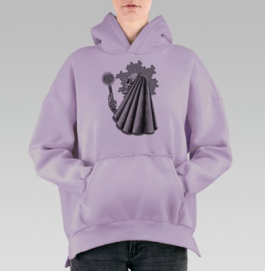 Скелет со свечой, Hoodie Oversize Fiolet, утепленная