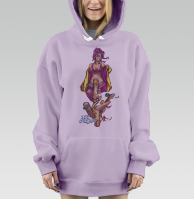 Скейт и мороженка, Hoodie Mjhigh Dig Mel, Fiolet, утепленная