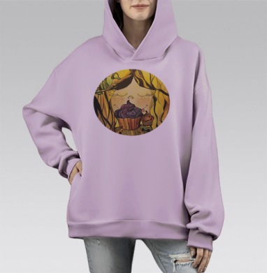 Сластёна, Hoodie Mono Fiolet, оверсайз, утепленная