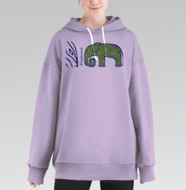 слон этно, Hoodie Long Oversize Fiolet