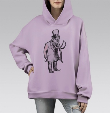 Слон, Hoodie Mono Fiolet, оверсайз, утепленная