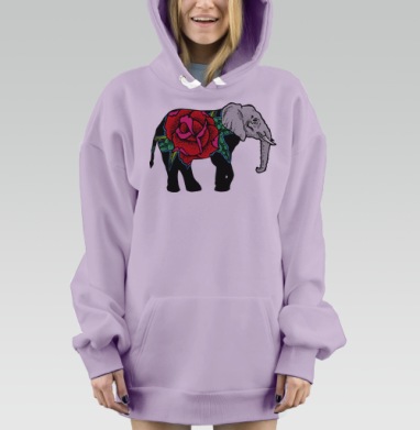 Слон и роза, Hoodie Mjhigh Dig Mel, Fiolet, утепленная