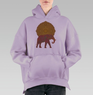 Слон, несущий Солнце, Hoodie Oversize Fiolet, утепленная