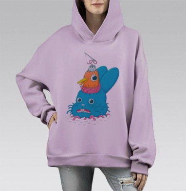 Смерть Кощея, Hoodie Mono Fiolet, оверсайз, утепленная