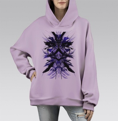 smrt / Смарт, Hoodie Mono Fiolet, оверсайз, утепленная
