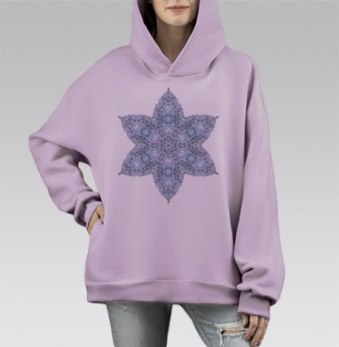 Снежная мандала, Hoodie Mono Fiolet, оверсайз, утепленная