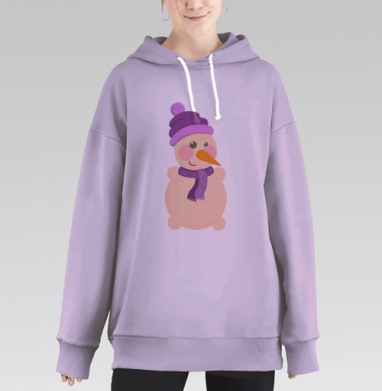 СНЕГОВИК И ФИОЛЕТОВАЯ ШАПКА ), Hoodie Long Oversize Fiolet